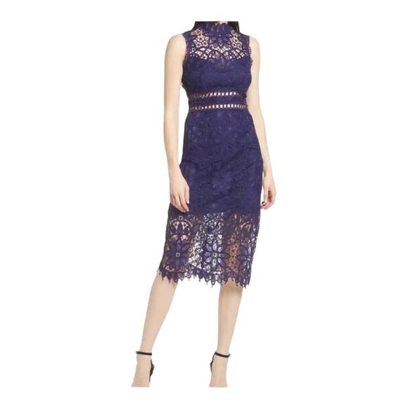 Saylor Dress Rue Sleeveless Lace midi blue Large L - Picture 1 of 6